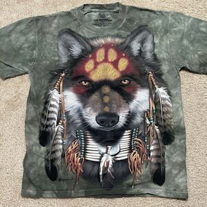 The Mountain Tie Dye Wolves Graphic Made in USA 2014 Long Sleeve T Shirt Size S